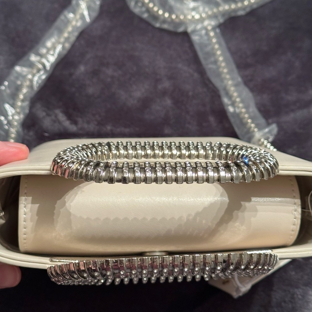 COPY - Urban Expressions Ivory- Alina Handbag with Silver with rhinestone Accen… - Picture 6 of 12
